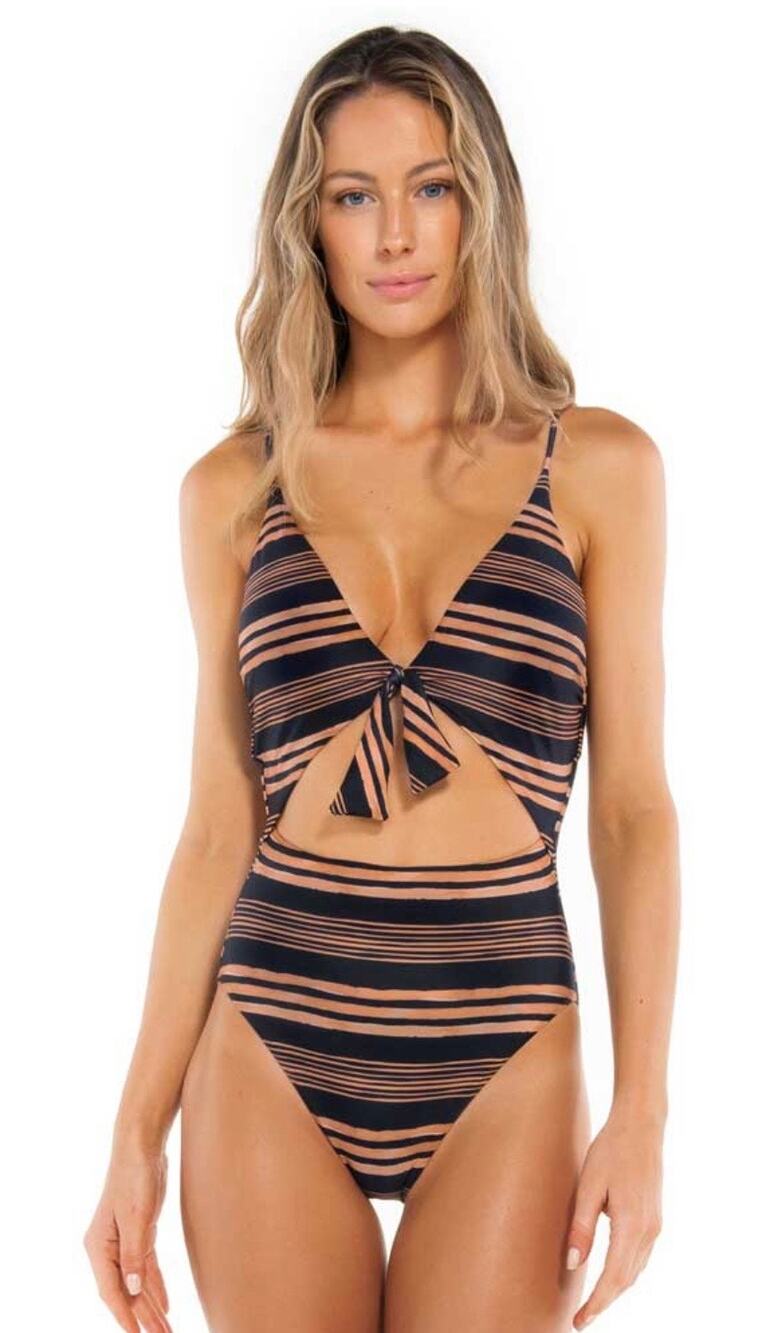 Vix Paula Hermanny Isabela Bandana One Piece Bathing Suit Cut Out Navy Small